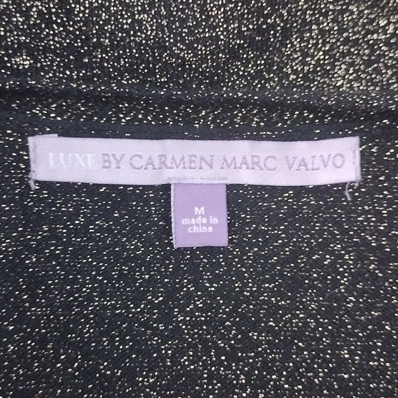 Luxe By Carmen Marc Valvo Gold Metallic Cardigan - Picture 3 of 9